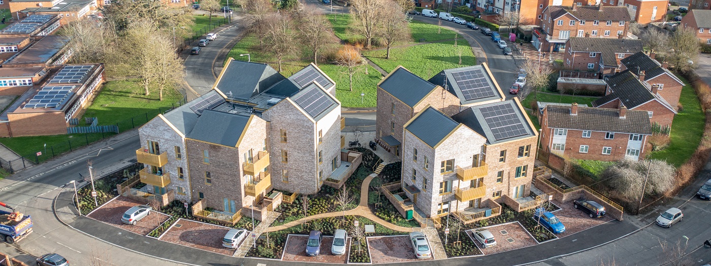Aerial shot of new homes in Rose Hill.