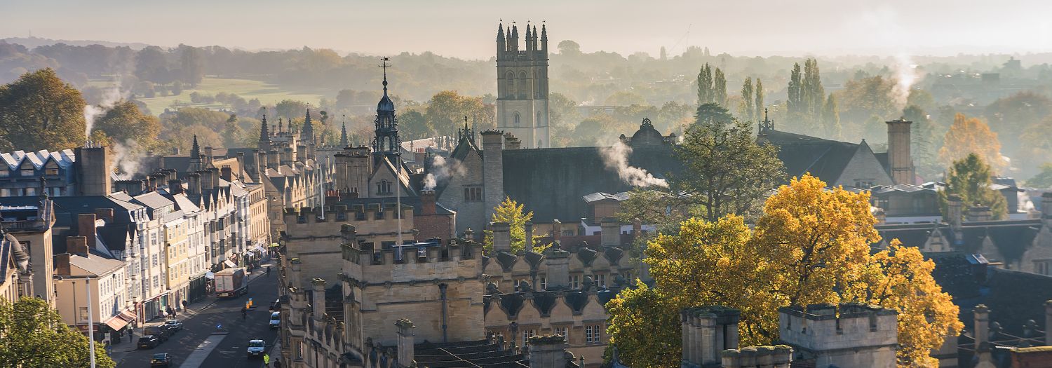 Image showing the rooftops of High Street in Oxford city centre, including Magdalen College's tower.