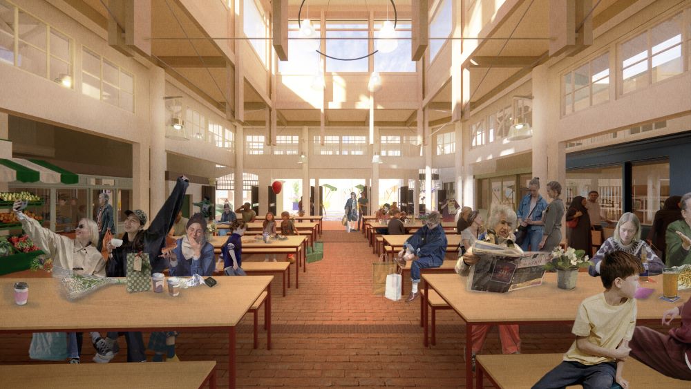 Artists' impression of new seating and atrium in the Covered Market.