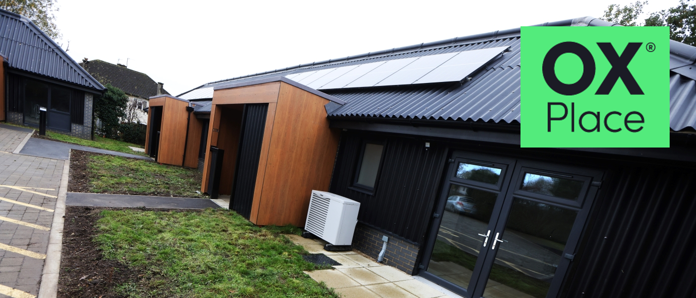 Low carbon bungalows in Bracegirdle Road with OX Place logo