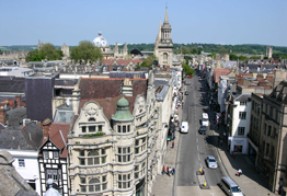 View of Oxford city centre down the High Street