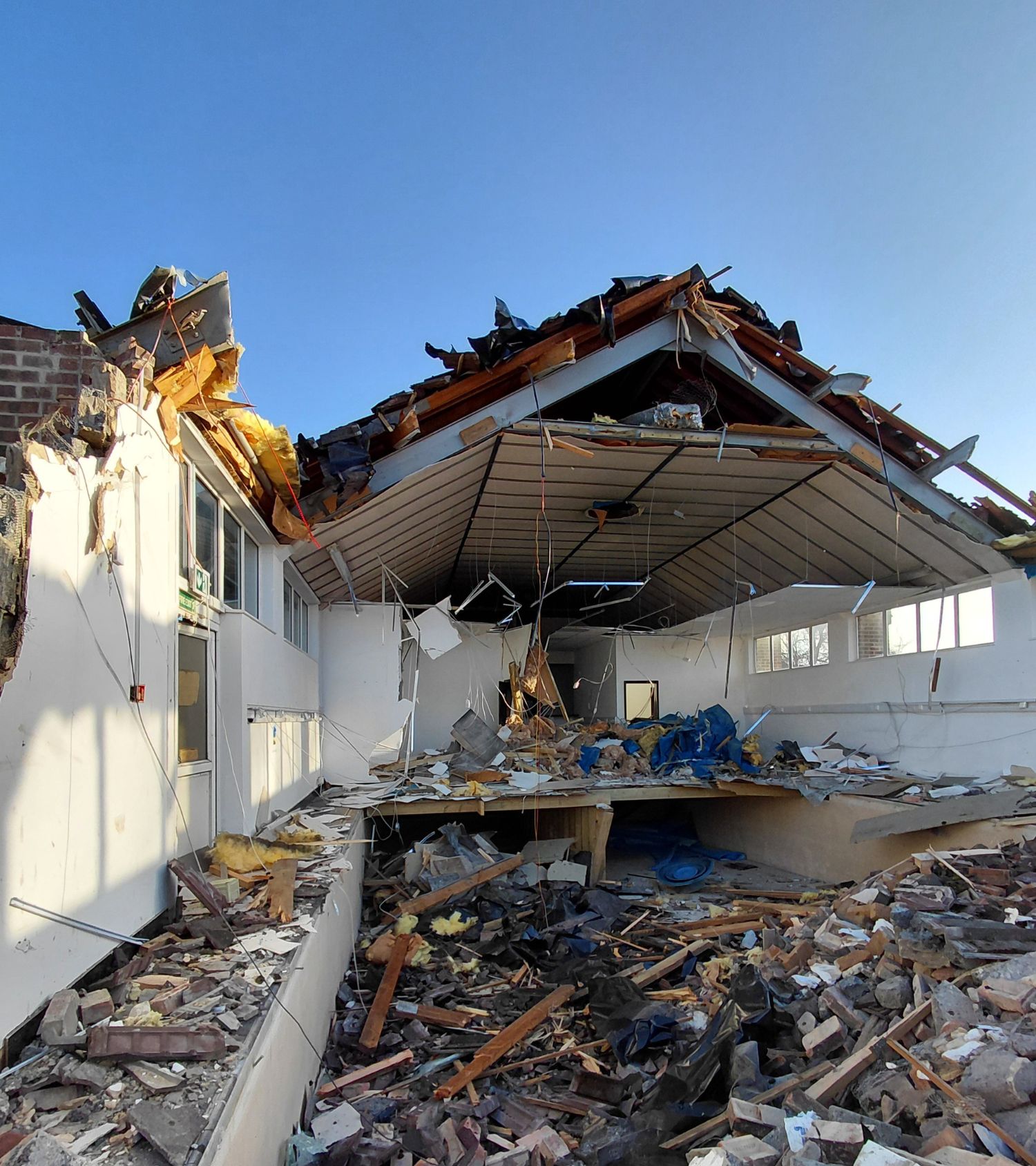 A photo of the demolition of old swimming pool building in Blackbird Leys