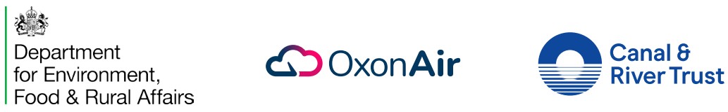 DEFRA, OxonAir, and Canal and River Trust logos