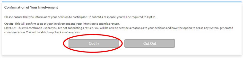 Screenshot showing circled Opt In button on the Dynamic Purchasing System for EV charging tender on the In-tend portal