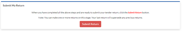 Screenshot showing Submit Return button on the Dynamic Purchasing System for EV charging tender on the In-tend portal