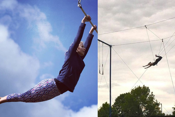 Montage of people on the trapeze