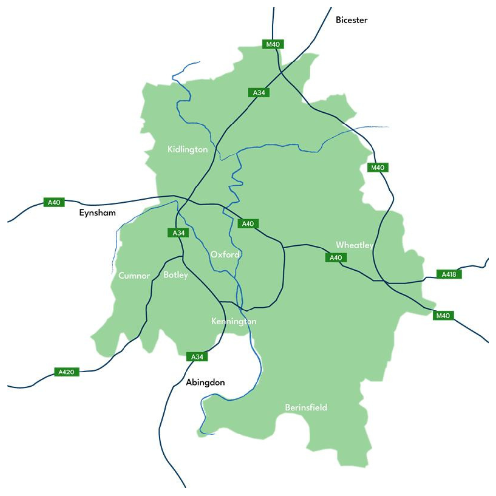Greater Oxford area map