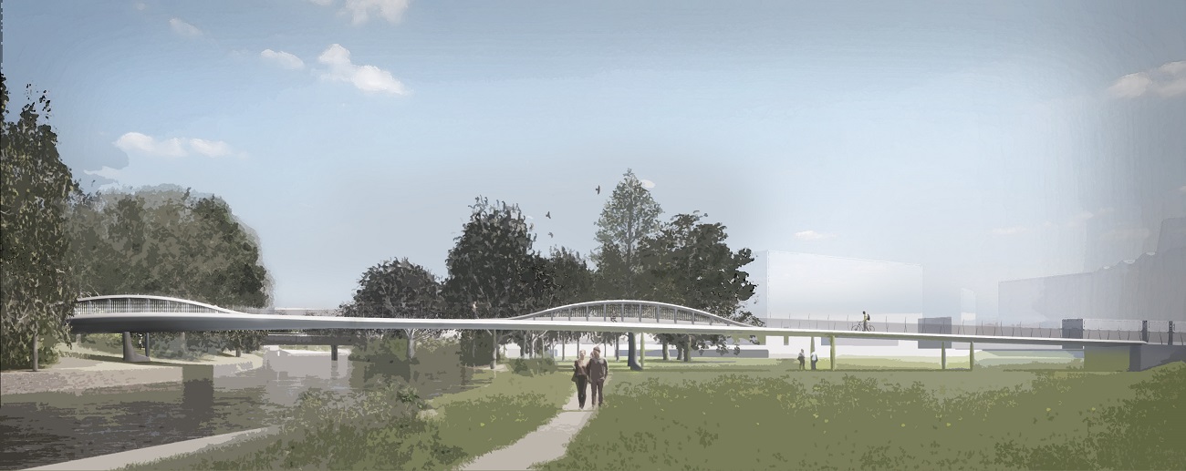 An artist's impression of what the Oxpens River Bridge could look like - view 2