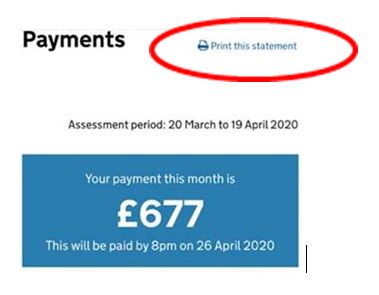 Proof of universal credit screenshot 2