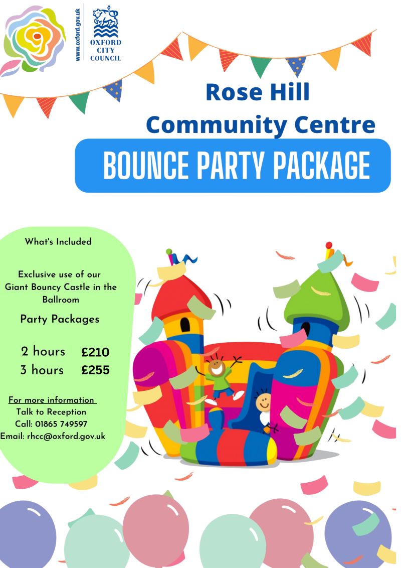 Bounce party package at Rose Hill Community Centre