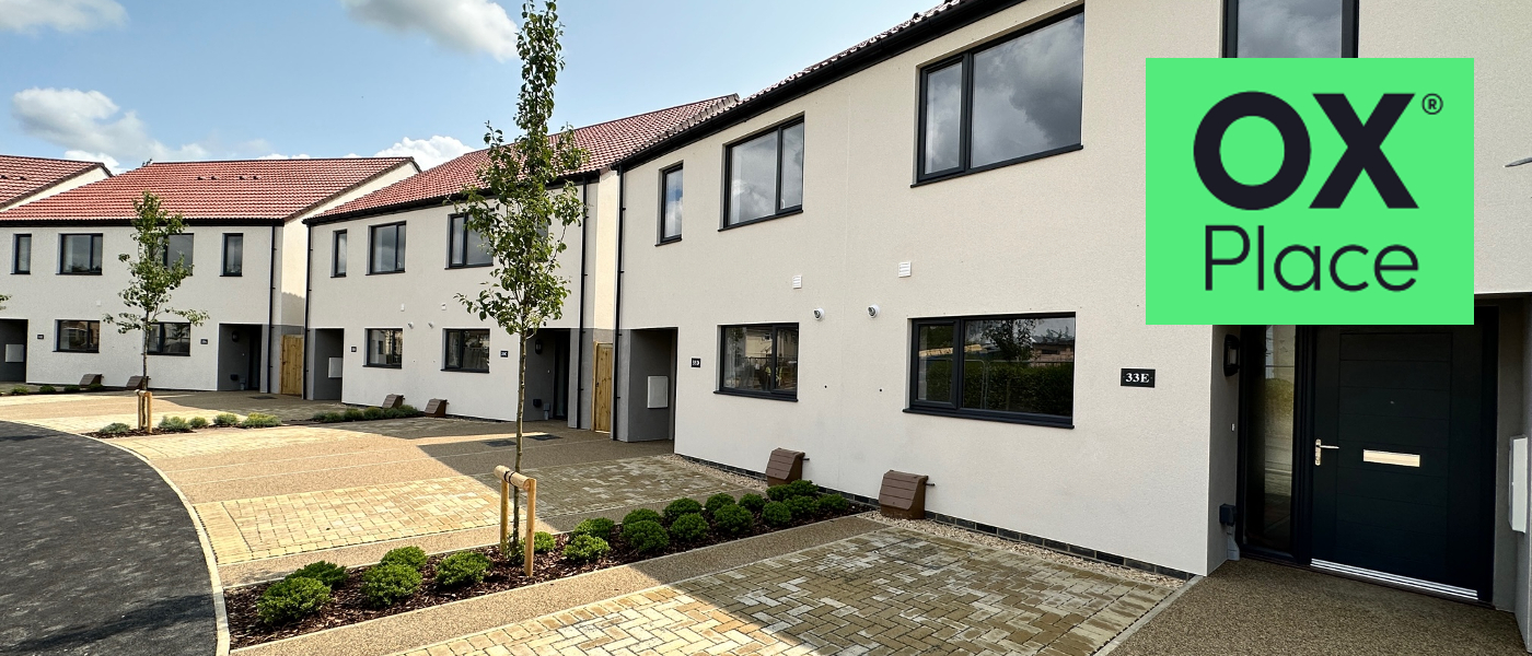 New homes in Warren Crescent with OX Place logo