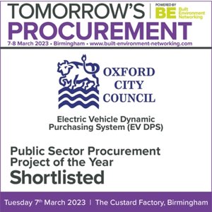 Oxford City Council is shortlisted for Pubic Sector Procurement Project of the Year award by Tomorrow's Procurement in 2023