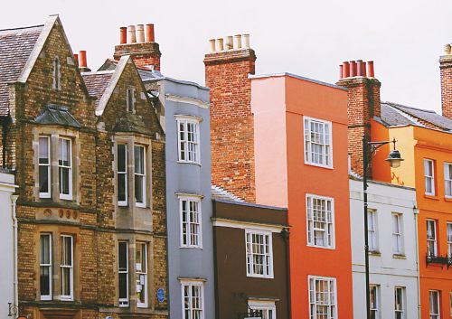 Row of colourful terraced houses